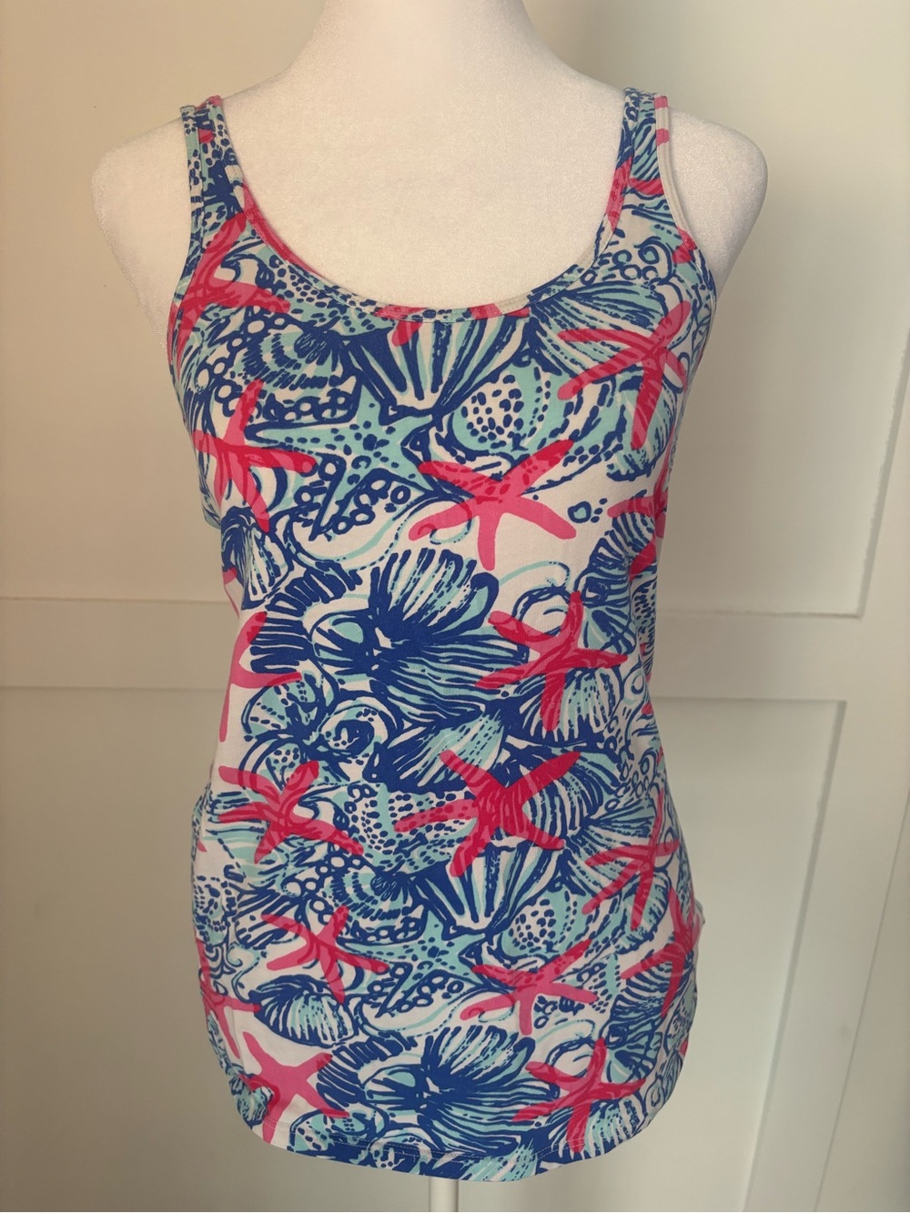 Lilly Pulitzer Pastel Starfish Print Tank - Red & Blue size small